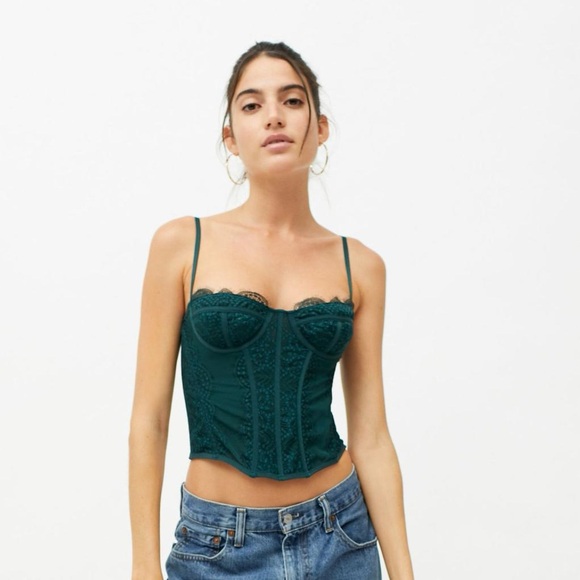 Out From Under Modern Love Lace Corset - Dark Green - Picture 2 of 6